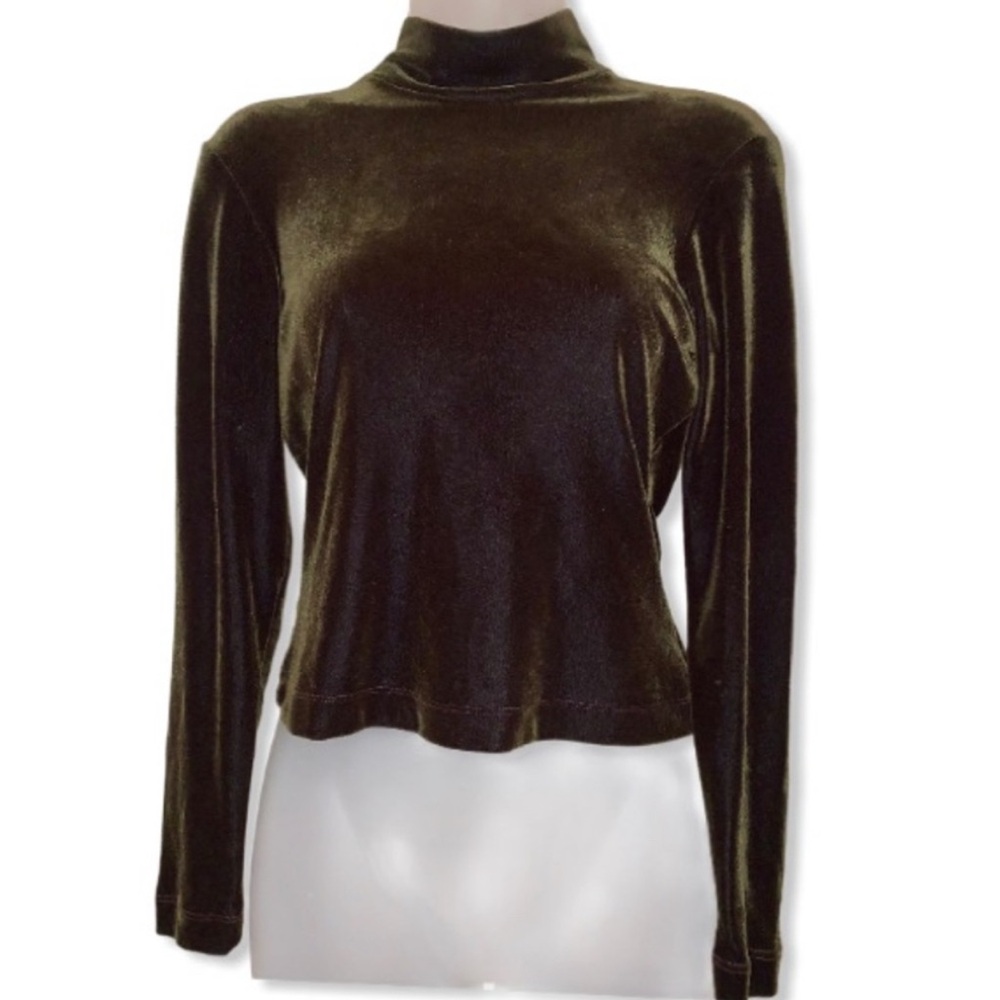Y2K BCBG Velvet Tracksuit 3 Piece Set Jacket Mock Neck Top Pants Brown Sporty - Picture 4 of 13